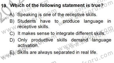 Okuma Ve Dinleme Öğretimi Dersi 2012 - 2013 Yılı (Final) Dönem Sonu Sınav Soruları 19. Soru