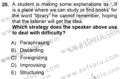 Okuma Ve Dinleme Öğretimi Dersi 2012 - 2013 Yılı (Final) Dönem Sonu Sınav Soruları 20. Soru