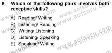 Okuma Ve Dinleme Öğretimi Dersi 2012 - 2013 Yılı (Final) Dönem Sonu Sınav Soruları 9. Soru