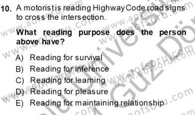 Okuma Ve Dinleme Öğretimi Dersi Ara Sınavı Deneme Sınav Soruları 10. Soru