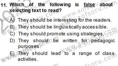 Okuma Ve Dinleme Öğretimi Dersi Ara Sınavı Deneme Sınav Soruları 11. Soru