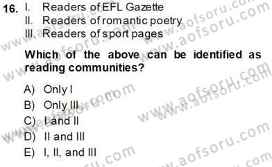 Okuma Ve Dinleme Öğretimi Dersi Ara Sınavı Deneme Sınav Soruları 16. Soru