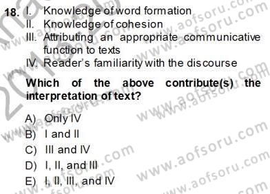 Okuma Ve Dinleme Öğretimi Dersi Ara Sınavı Deneme Sınav Soruları 18. Soru