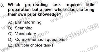 Okuma Ve Dinleme Öğretimi Dersi Ara Sınavı Deneme Sınav Soruları 8. Soru