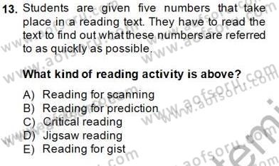 Okuma Ve Dinleme Öğretimi Dersi 2013 - 2014 Yılı (Final) Dönem Sonu Sınav Soruları 13. Soru