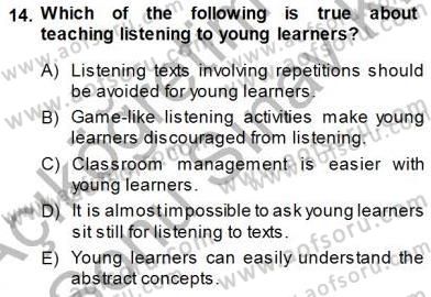 Okuma Ve Dinleme Öğretimi Dersi 2013 - 2014 Yılı (Final) Dönem Sonu Sınav Soruları 14. Soru