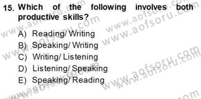 Okuma Ve Dinleme Öğretimi Dersi 2013 - 2014 Yılı (Final) Dönem Sonu Sınav Soruları 15. Soru