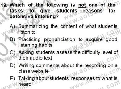 Okuma Ve Dinleme Öğretimi Dersi 2013 - 2014 Yılı (Final) Dönem Sonu Sınav Soruları 19. Soru