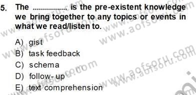 Okuma Ve Dinleme Öğretimi Dersi 2013 - 2014 Yılı (Final) Dönem Sonu Sınav Soruları 5. Soru