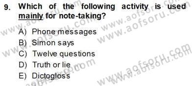 Okuma Ve Dinleme Öğretimi Dersi 2013 - 2014 Yılı (Final) Dönem Sonu Sınav Soruları 9. Soru