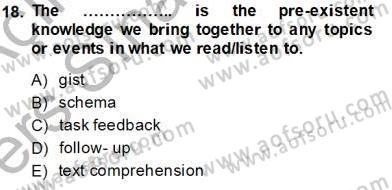 Okuma Ve Dinleme Öğretimi Dersi 2013 - 2014 Yılı Tek Ders Sınav Soruları 18. Soru