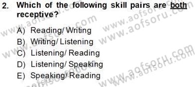 Okuma Ve Dinleme Öğretimi Dersi 2013 - 2014 Yılı Tek Ders Sınav Soruları 2. Soru