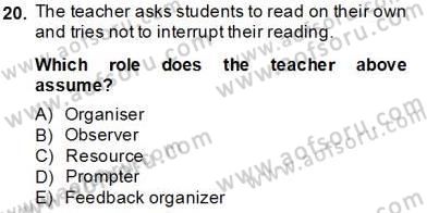 Okuma Ve Dinleme Öğretimi Dersi 2013 - 2014 Yılı Tek Ders Sınav Soruları 20. Soru