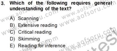 Okuma Ve Dinleme Öğretimi Dersi 2013 - 2014 Yılı Tek Ders Sınav Soruları 3. Soru