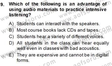 Okuma Ve Dinleme Öğretimi Dersi 2013 - 2014 Yılı Tek Ders Sınav Soruları 9. Soru