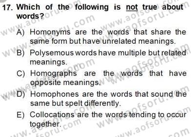 Okuma Ve Dinleme Öğretimi Dersi Ara Sınavı Deneme Sınav Soruları 17. Soru