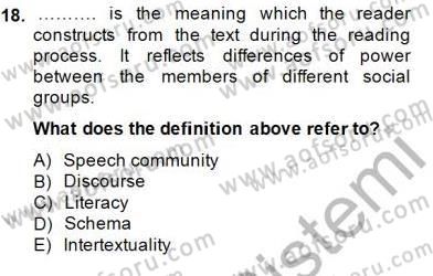 Okuma Ve Dinleme Öğretimi Dersi Ara Sınavı Deneme Sınav Soruları 18. Soru