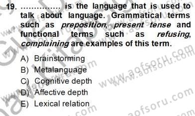 Okuma Ve Dinleme Öğretimi Dersi Ara Sınavı Deneme Sınav Soruları 19. Soru