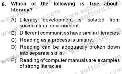 Okuma Ve Dinleme Öğretimi Dersi Ara Sınavı Deneme Sınav Soruları 8. Soru