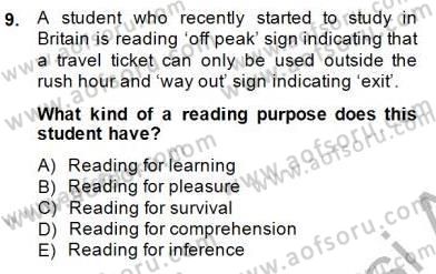 Okuma Ve Dinleme Öğretimi Dersi Ara Sınavı Deneme Sınav Soruları 9. Soru