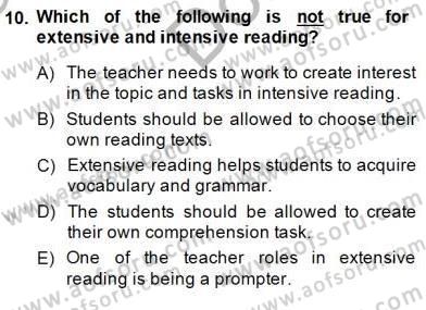 Okuma Ve Dinleme Öğretimi Dersi 2014 - 2015 Yılı (Final) Dönem Sonu Sınav Soruları 10. Soru