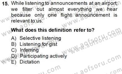 Okuma Ve Dinleme Öğretimi Dersi 2014 - 2015 Yılı (Final) Dönem Sonu Sınav Soruları 15. Soru
