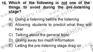 Okuma Ve Dinleme Öğretimi Dersi 2014 - 2015 Yılı (Final) Dönem Sonu Sınav Soruları 16. Soru