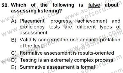 Okuma Ve Dinleme Öğretimi Dersi 2014 - 2015 Yılı (Final) Dönem Sonu Sınav Soruları 20. Soru