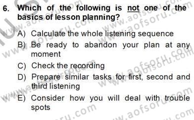 Okuma Ve Dinleme Öğretimi Dersi 2014 - 2015 Yılı (Final) Dönem Sonu Sınav Soruları 6. Soru
