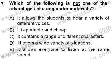 Okuma Ve Dinleme Öğretimi Dersi 2014 - 2015 Yılı (Final) Dönem Sonu Sınav Soruları 7. Soru