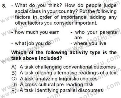 Okuma Ve Dinleme Öğretimi Dersi 2014 - 2015 Yılı (Final) Dönem Sonu Sınav Soruları 8. Soru