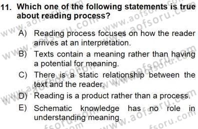 Okuma Ve Dinleme Öğretimi Dersi Ara Sınavı Deneme Sınav Soruları 11. Soru