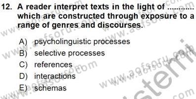 Okuma Ve Dinleme Öğretimi Dersi Ara Sınavı Deneme Sınav Soruları 12. Soru