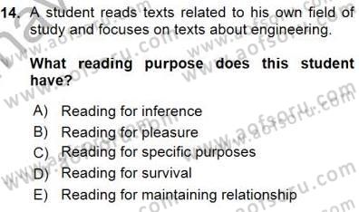 Okuma Ve Dinleme Öğretimi Dersi Ara Sınavı Deneme Sınav Soruları 14. Soru
