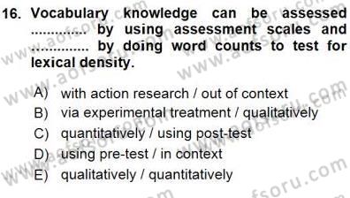 Okuma Ve Dinleme Öğretimi Dersi Ara Sınavı Deneme Sınav Soruları 16. Soru
