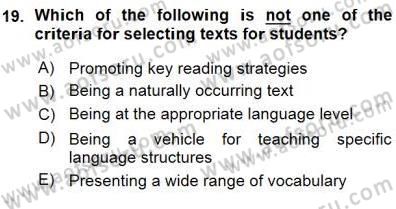 Okuma Ve Dinleme Öğretimi Dersi Ara Sınavı Deneme Sınav Soruları 19. Soru