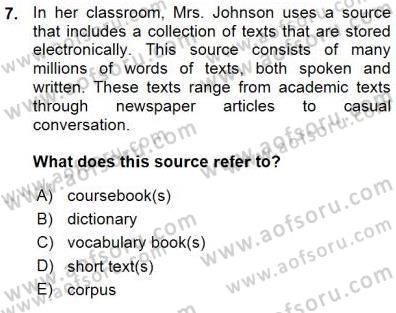 Okuma Ve Dinleme Öğretimi Dersi Ara Sınavı Deneme Sınav Soruları 7. Soru