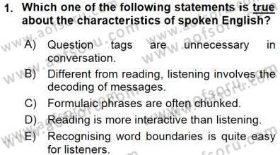 Okuma Ve Dinleme Öğretimi Dersi 2015 - 2016 Yılı (Final) Dönem Sonu Sınav Soruları 1. Soru
