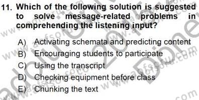 Okuma Ve Dinleme Öğretimi Dersi 2015 - 2016 Yılı (Final) Dönem Sonu Sınav Soruları 11. Soru