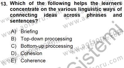 Okuma Ve Dinleme Öğretimi Dersi 2015 - 2016 Yılı (Final) Dönem Sonu Sınav Soruları 13. Soru