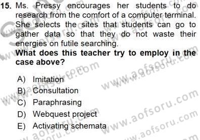 Okuma Ve Dinleme Öğretimi Dersi 2015 - 2016 Yılı (Final) Dönem Sonu Sınav Soruları 15. Soru