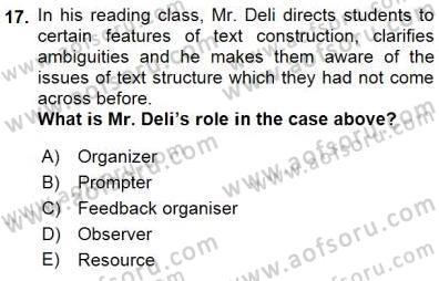 Okuma Ve Dinleme Öğretimi Dersi 2015 - 2016 Yılı (Final) Dönem Sonu Sınav Soruları 17. Soru