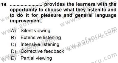 Okuma Ve Dinleme Öğretimi Dersi 2015 - 2016 Yılı (Final) Dönem Sonu Sınav Soruları 19. Soru
