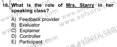 Konuşma Ve Yazma Öğretimi Dersi 2012 - 2013 Yılı (Vize) Ara Sınav Soruları 18. Soru
