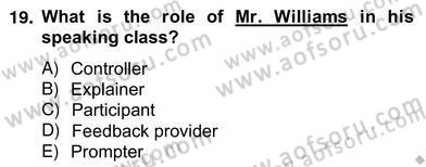 Konuşma Ve Yazma Öğretimi Dersi 2012 - 2013 Yılı (Vize) Ara Sınav Soruları 19. Soru
