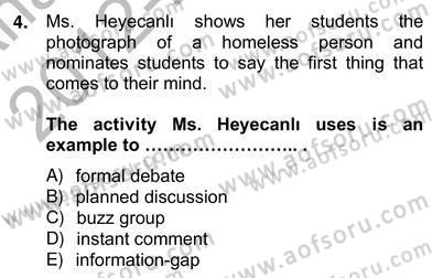 Konuşma Ve Yazma Öğretimi Dersi 2012 - 2013 Yılı (Vize) Ara Sınav Soruları 4. Soru