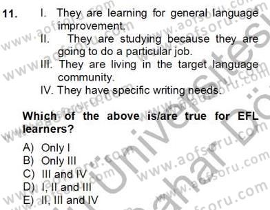 Konuşma Ve Yazma Öğretimi Dersi 2012 - 2013 Yılı (Final) Dönem Sonu Sınav Soruları 11. Soru