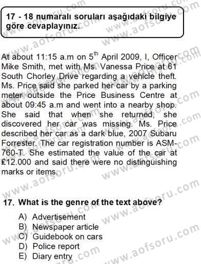 Konuşma Ve Yazma Öğretimi Dersi 2012 - 2013 Yılı (Final) Dönem Sonu Sınav Soruları 17. Soru