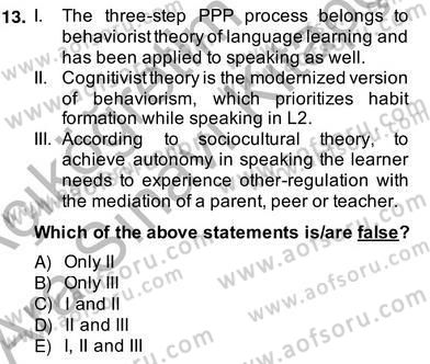 Konuşma Ve Yazma Öğretimi Dersi 2013 - 2014 Yılı (Vize) Ara Sınavı 13. Soru
