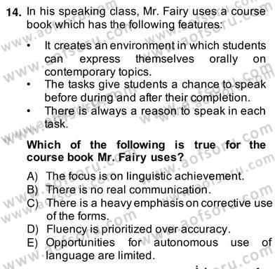 Konuşma Ve Yazma Öğretimi Dersi 2013 - 2014 Yılı (Vize) Ara Sınavı 14. Soru